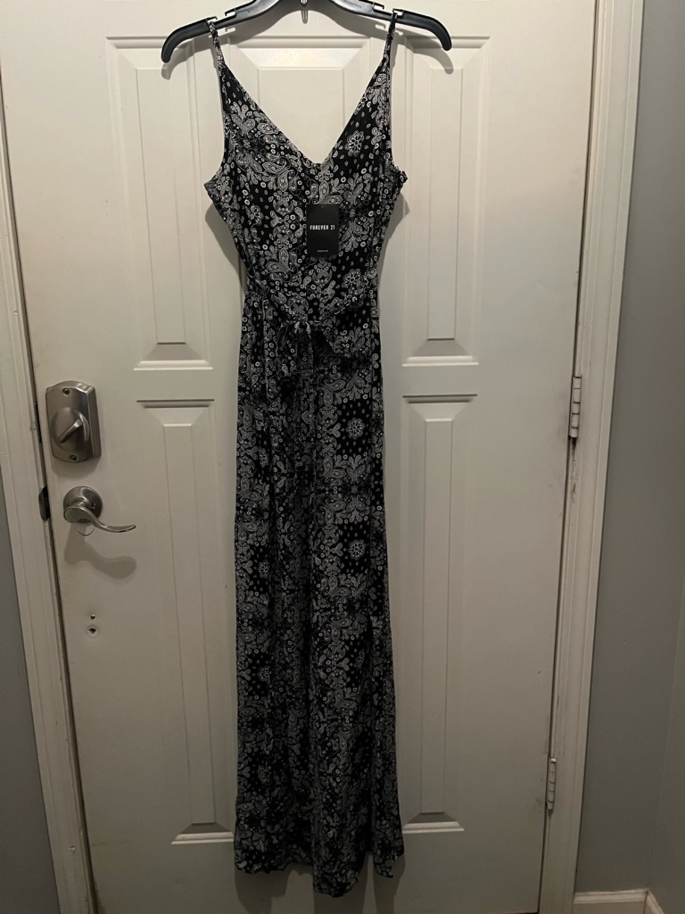 Forever 21 Black & White Butterfly & Paisley Print Jumpsuit